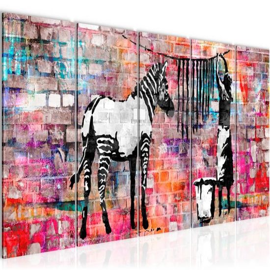 Runa Art Quadro Murale Leone Colorato 5 Pezzi, Tela Non Tessuta Premium 110g/m², Stampa Artistica Astratta Per Camera Da Letto E Corridoio, Made In Germany