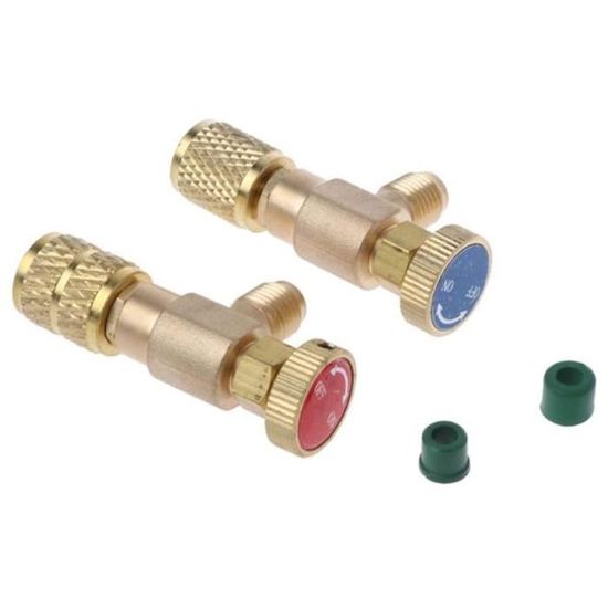 Adaptateur De Soupape De Climatisation Réfrigérant Femme Chargement Tuyau De Contrôle De Flux Vannes De Sécurité R410a R22 2pcs 