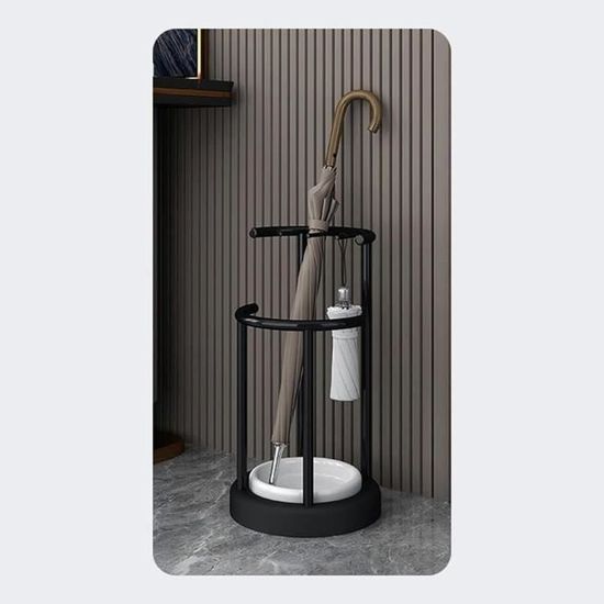Porte-parapluies Avec Bac à Eau Amovible - Support Pour Parapluies Longs Et Courts - Noir, Intérieur Entrée Ou Bureau - 4