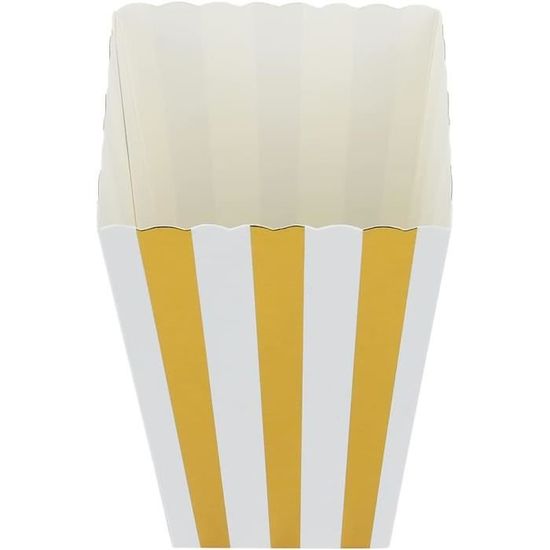Lot De 24 Boîtes à Popcorn Rayures Dorées Et Noires – Conteneurs à Bonbons Et Snacks Pour Anniversaires, Mariages, Cinéma Et Fêtes – Superbes Et Festives