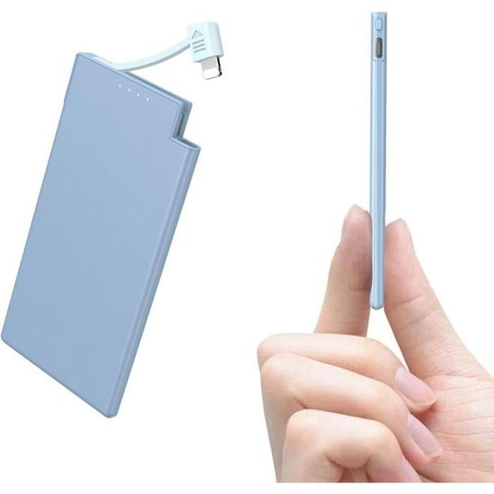 Power Bank Vida IT 2500mAh Ultra Slim Noir - Câble Intégré USB-C/Micro-USB/iPhone Inclus