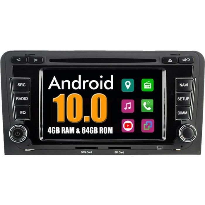 Autoradio Bluetooth GPS Navigation pour Audi A3 S3 RS3 2002-2011 Android Stéréo DVD MirrorLink WiFi