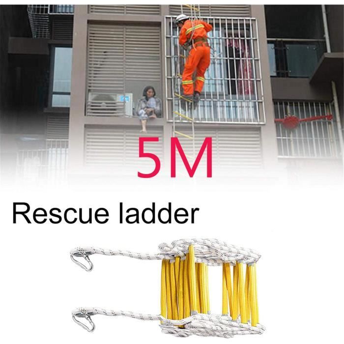 U-Do Échelles de Secours 5M avec Mousquetons-Échelle de Corde d'évacuation d'urgence Extérieure-Charge Max 200KG- Échelles de Corde