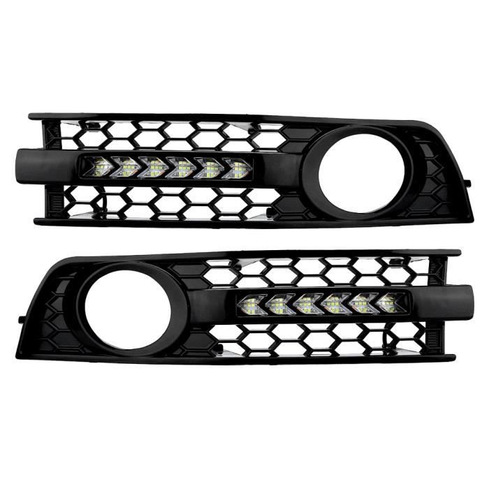 XUY 2PCS Voiture Circulant LED DRL Clignotants Lumière Avant Pare-chocs Grille Feu Antibrouillard pour Audi A4 B6 01-05
