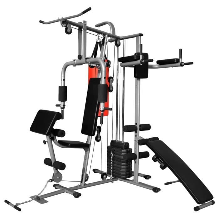 ♫5513 Appareil de musculation multifonctionnel Classique - Station de Musculation - avec 1 sac de boxe 65 kg MMCZ®