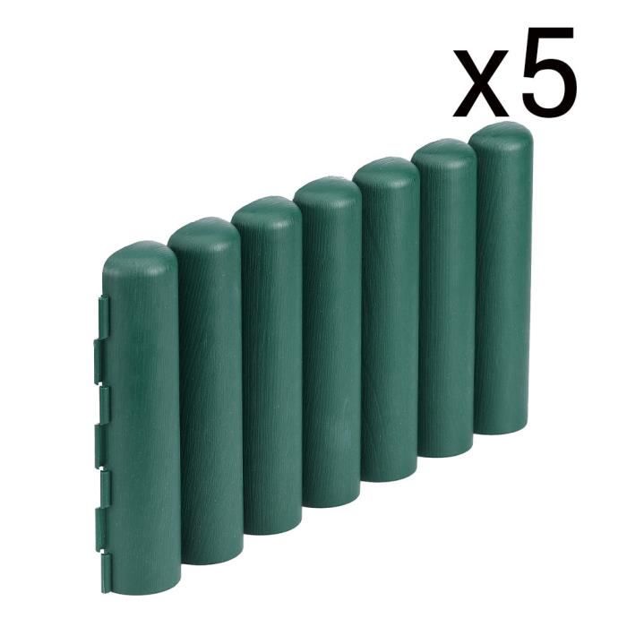 Pack X5 bordures de jardin rondins Vert Bois composite 40x20cm