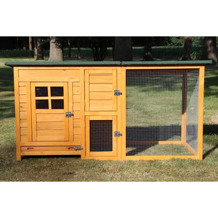 Poulailler en bois pour jardin extérieure poules cage canard équipé 2 perches 150 x 80 x 68 cm FLEXI 147 Standard