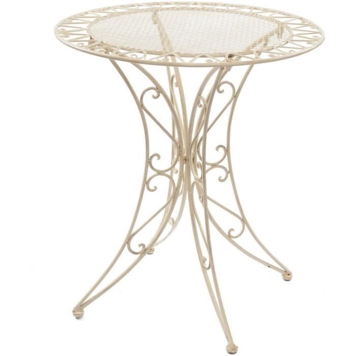 aubaho Table de Jardin - Fer forgé - Style Antique - crème-Blanc,570