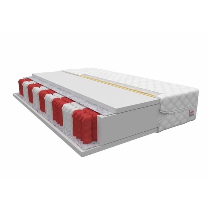 Matelas - HERSHEY - 80 x 200 - à ressorts ensachés - 7 zones de confort - avec housse antiallergique - garantie d’un sommeil sain