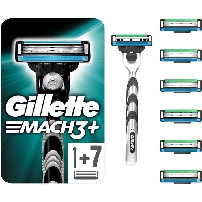 Gillette Mach3 Rasoir Homme Dotés de Lames Plus Résistantes Que L’acier + 7 Lames de Recharges [OFFICIEL]