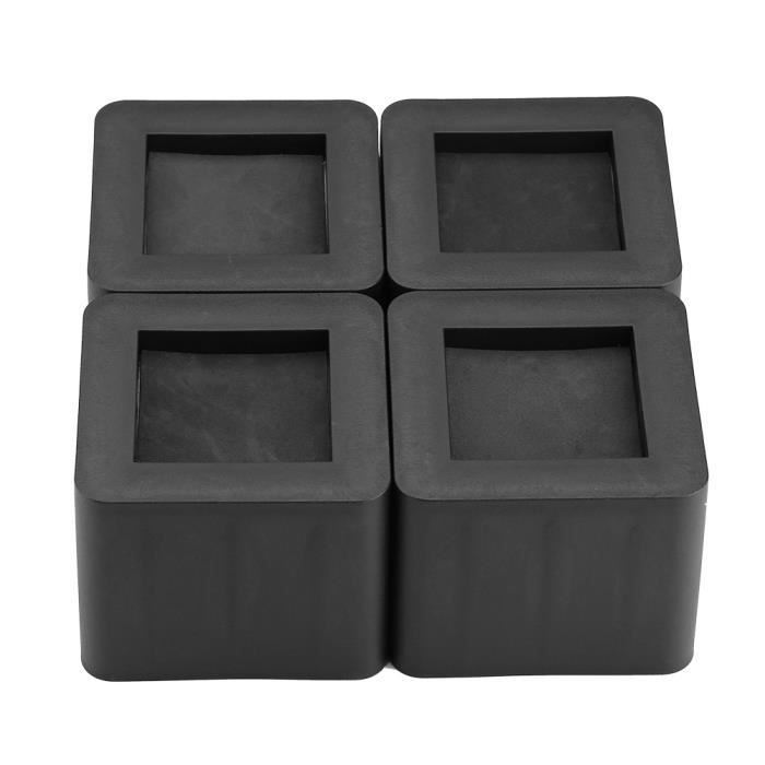 4X Rehausseur Meuble Rehausseur Pieds de lit Ajouter Hauteurs Meuble REHAUSSEUR DE CHAISE ELEVATEUR noir HB010