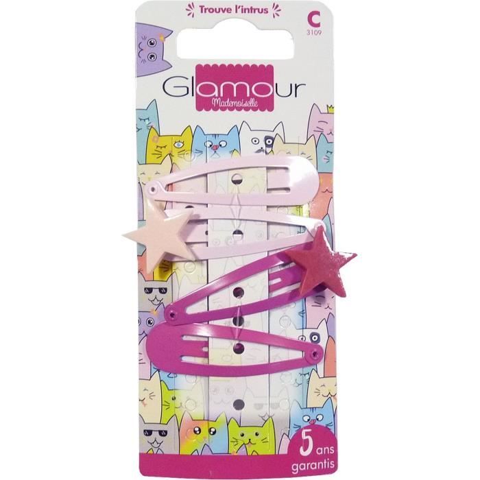 Glamour Mademoiselle Barrettes clic-clac cheveux étoile fantaisie lot x4