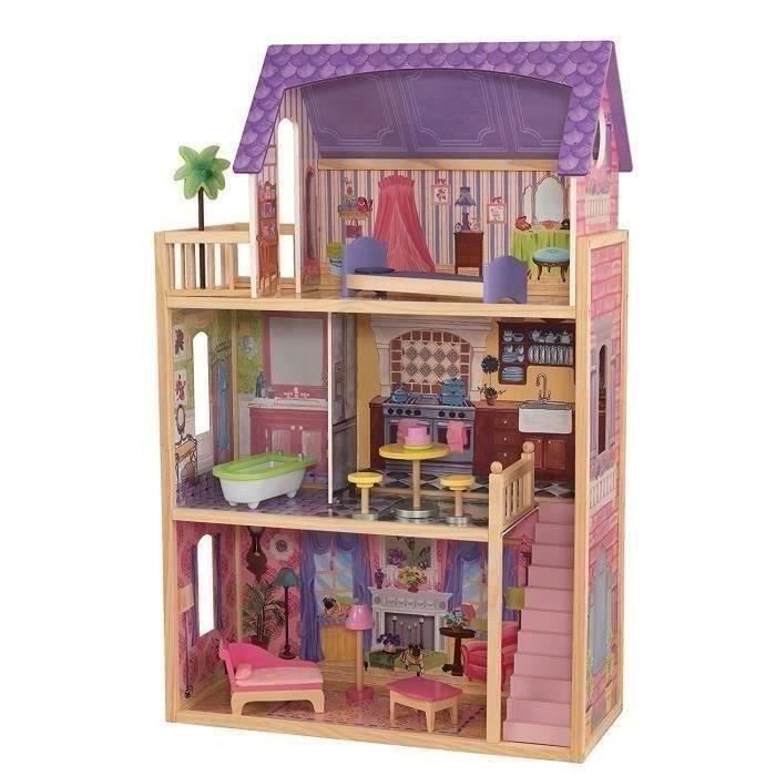 KIDKRAFT - Maison de poupées Kayla en bois + 11 pièces - Rose