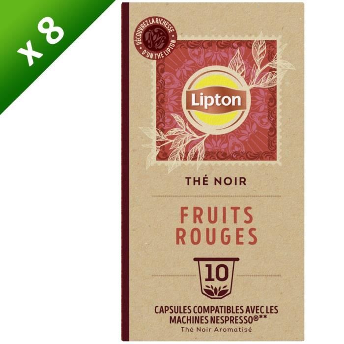 LOT de 8 LIPTON Capsules Thé Noir Fruits Rouges Nespresso - Lot de 8 x 10 Capsules