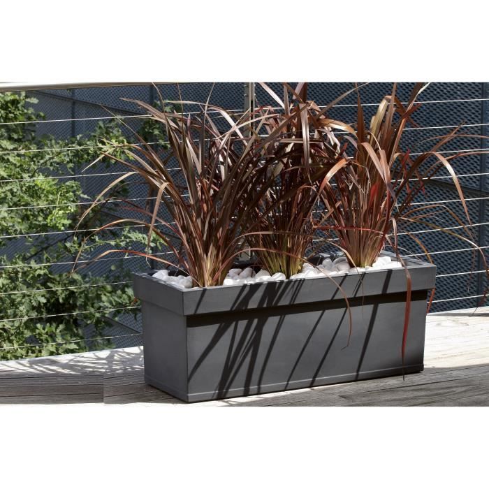 NICOLI Cache pot Themis Cassetta 80 P - 80 x 40 x 40 cm - Gris anthracite