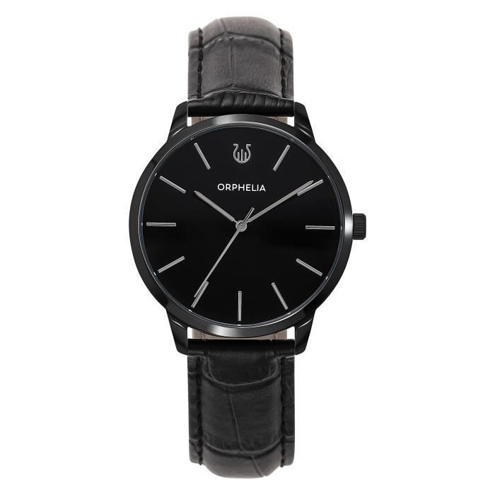 ORPHELIA - Montre Hommes - Quartz - Analogique - Bracelet en Cuir - Noir - OR61905