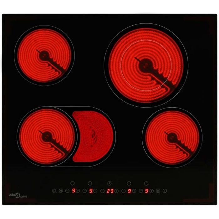 Plaque de cuisson Céramique 4 br?leurs Contr?le tactile 6600 W Table de cuisson domino vitrocéramique