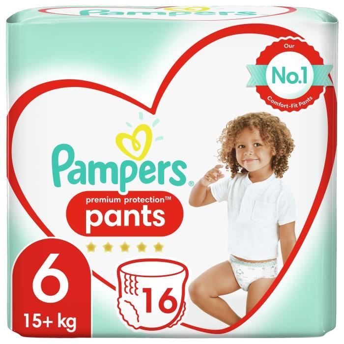 Pampers Premium Protection Pants Couches-culottes 6, 16 Culottes, 15kg+