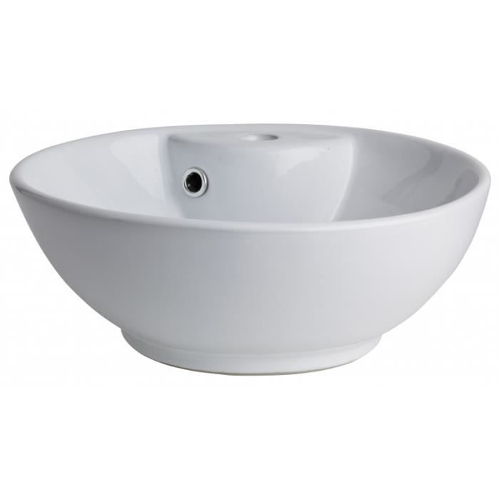 Vasque à poser ronde et fine en porcelaine blanche
