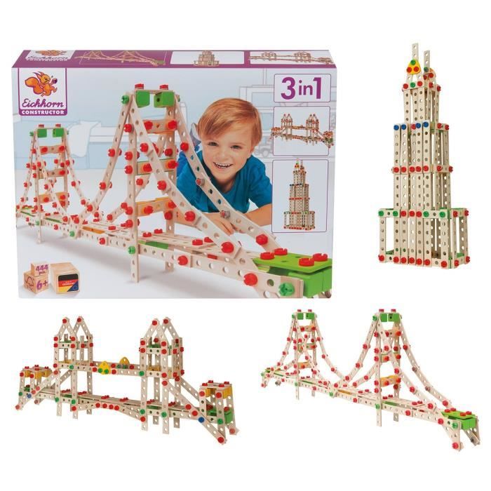 EICHHORN Jeu Construction Bois - Golden Gate 3 en 1 - 444 Pièces