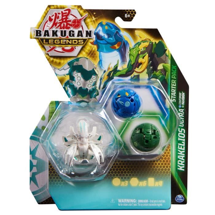 Bakugan - Starter Pack - Coffret 3 Bakugan Saison 5 - 2 tuile BakuScore et 2 Cartes - Dès 6 ans - Modèle Aléatoire