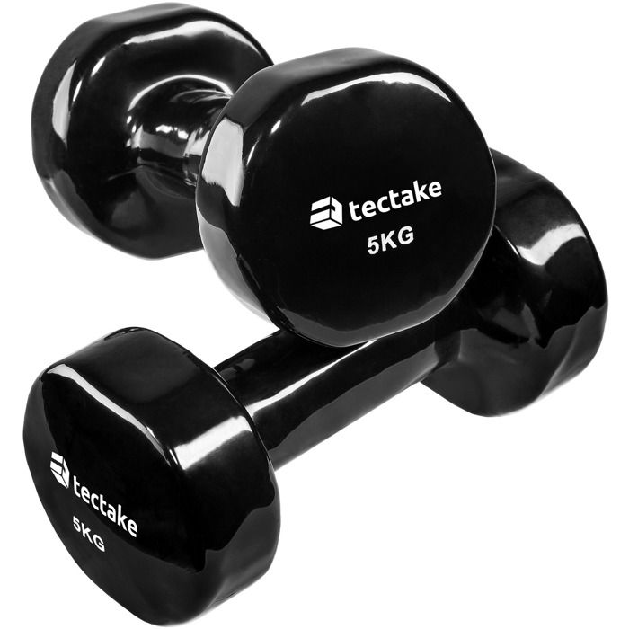 TECTAKE 2 Haltères de Musculation 5 kg en Vinyle Noir