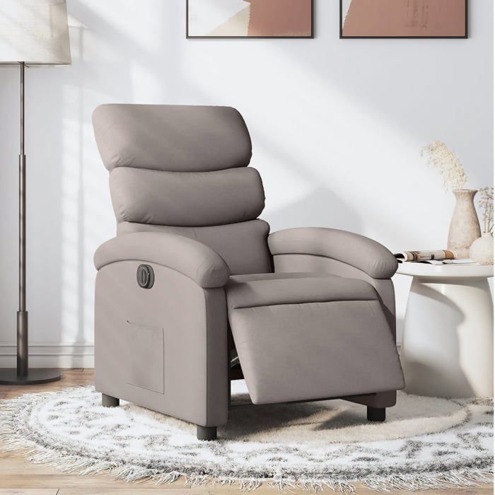 Fauteuil Inclinable Électrique VidaXL - Tissu Crème, Charge 110 Kg, Position Relaxation Max 135°
