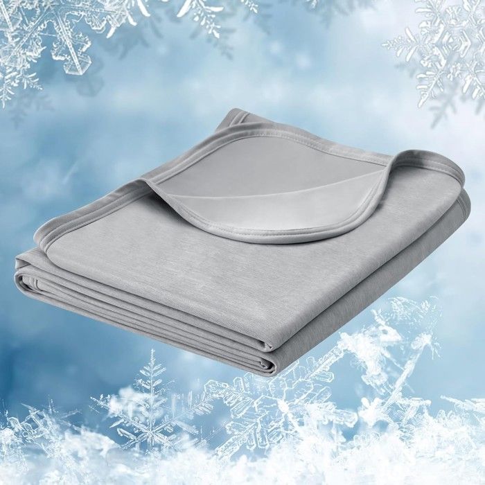 Apritsce Couverture Rafraichissante 150 x 200CM, 2 in 1 Couverture Rafraichissante d'été, Q-Max>0,45 Surmatelas Rafraichissant pour Lit Canapé Voyage Enfant Bureau