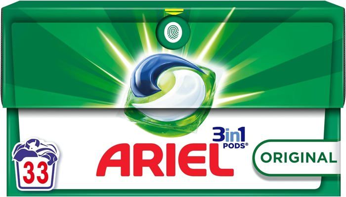 Ariel 3in1 PODS, Lessive Liquide En Capsules 33 Lavages, Original, Dissolution Rapide, Impeccable A Froid Et En Cycle Court