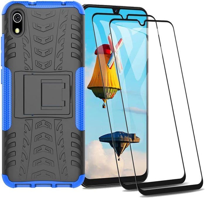 Custodia Protettiva Per Xiaomi Redmi 9AT / 9A - TPU + PC Antiurto - Anello Girevole 360° E Cover Fotocamera - Rossa
