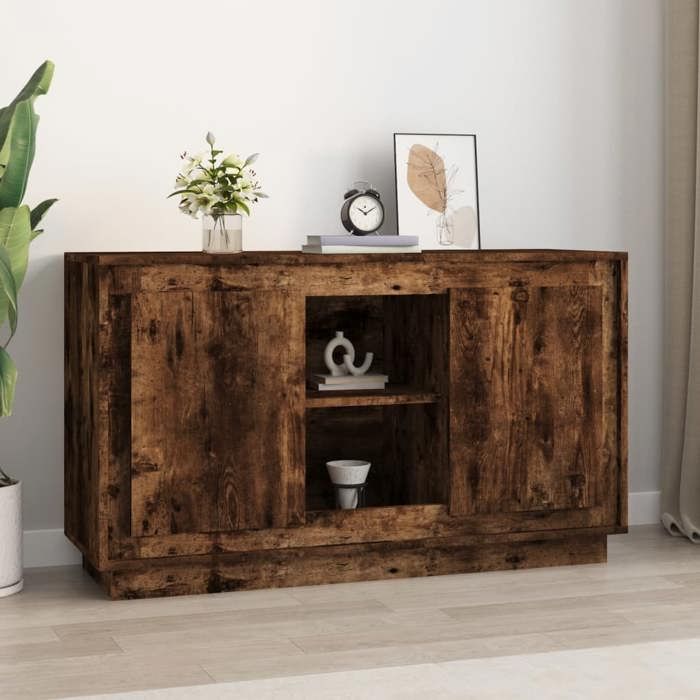 BEST Buffet de rangement enfilade - Buffet chêne fumé - 102x35x60 cm bois dingénierie fr1802