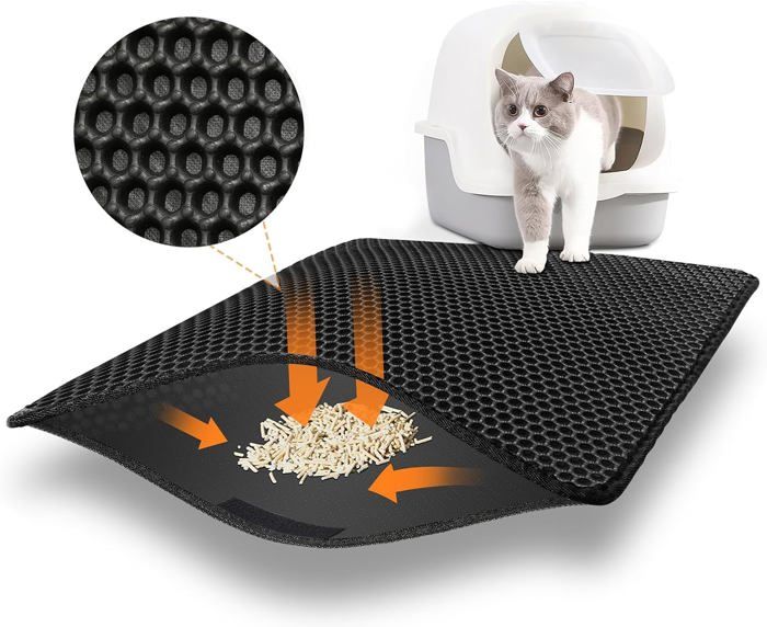 Meilleurs prix pour Tapis Litiere Chat,Katzenstreu Matte 75x55 cm, Imperméable Non Toxique Tapis de Litière pour Chat,Double Couche Tapis Chat Litiere