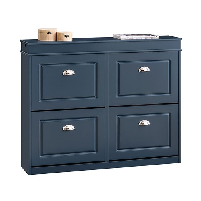 Meuble à Chaussure FSR79-B SoBuy - avec 4 Abattants et 1Crochet - L104xP24xH83 cm - Bleu