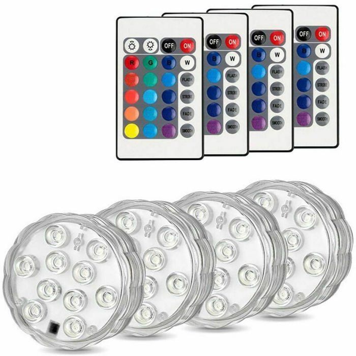 Meilleurs prix pour Lot de 4 lumires LED rechargeables USB submersibles tanches avec tlcommande pour aquarium et piscine couleurs multiples Largeight