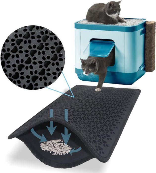 Comparer les prix de Bazerga Tapis Litière Chat pour Bac à Litière Chat 38-61 cm Imperméable Non Toxique, Double Couche%100 EVA en Patte du Chat Noir
