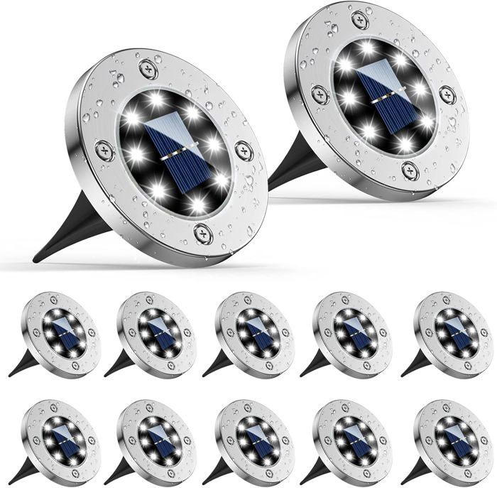 Spots Solaires Extérieurs FIFlying - Lot De 2 | IP65 étanche | 44 LED Blanc Froid | 3 Modes D'éclairage