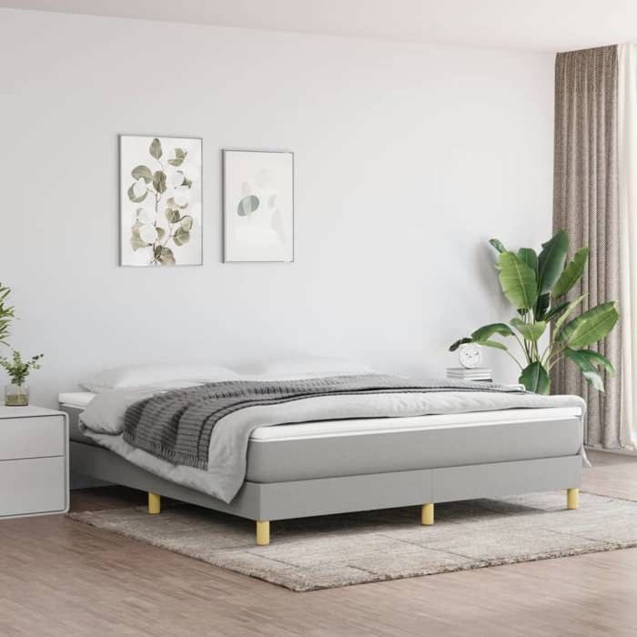 Lit Adulte-Structure de lit-Cadre de lit sans matelas gris clair 180x200 cm tissu 988068