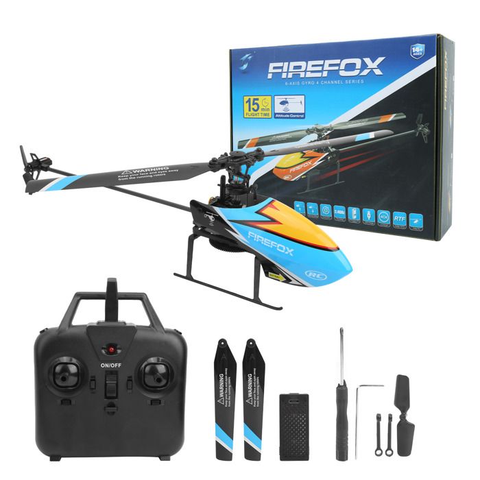 BuyWeek Hélicoptère RC C129 – 4 Canaux – Maintien Hauteur – Gyroscope 6 Axes – Débutant – Bleu