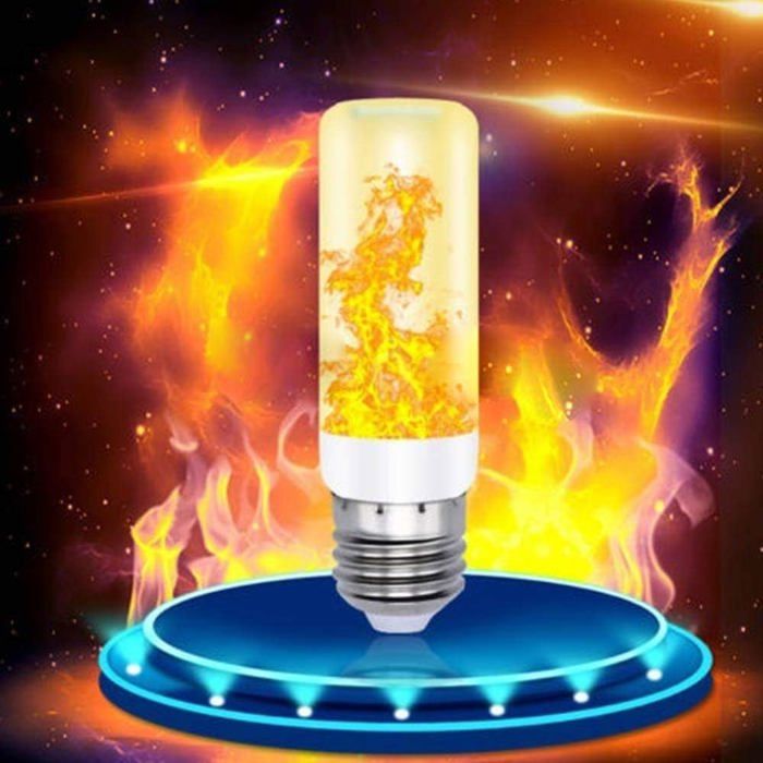 Lot de 4 ampoules à flamme 3 W E27 effet feu vacillant avec 4 modes déclairage IP42 étanche jaune