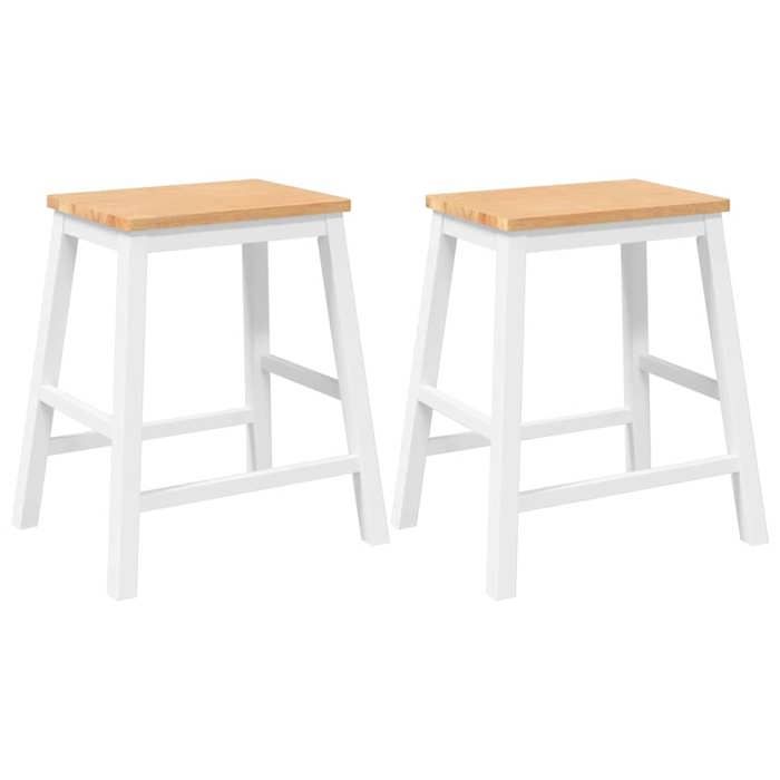 GKK Chaises de bar - 52x41x63cm - Tabourets de bar - 2 pcs - blanc bois massif dhévéa @711