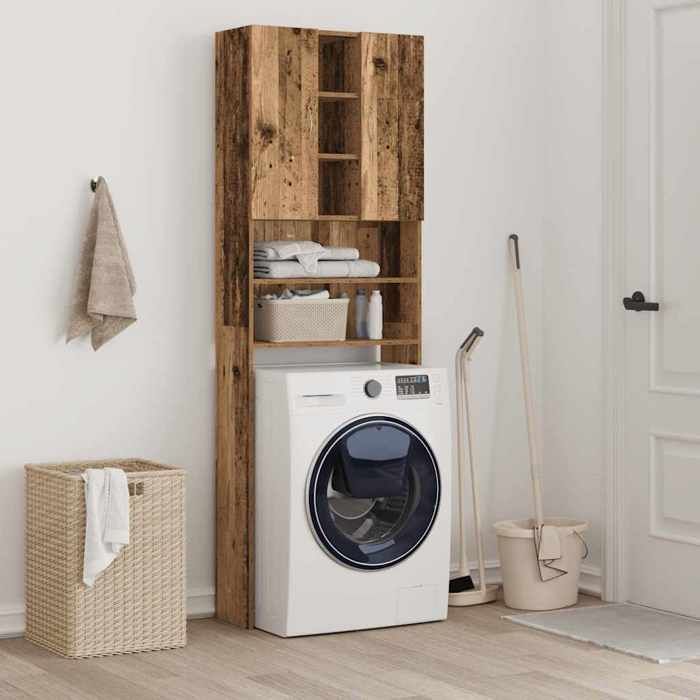 (ON SALE)Meuble haut de salle de bainMeuble WC pour machine à laver vieux bois 64x255x190 cm 54901
