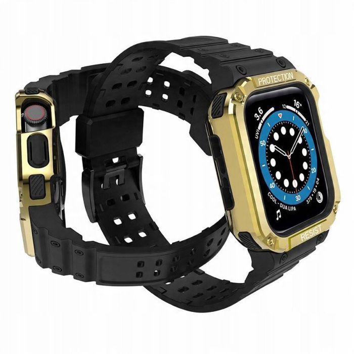 Hurtel Bracelet de protection pour Apple Watch 38/40/41 mm boîtier renforcé - noir or
