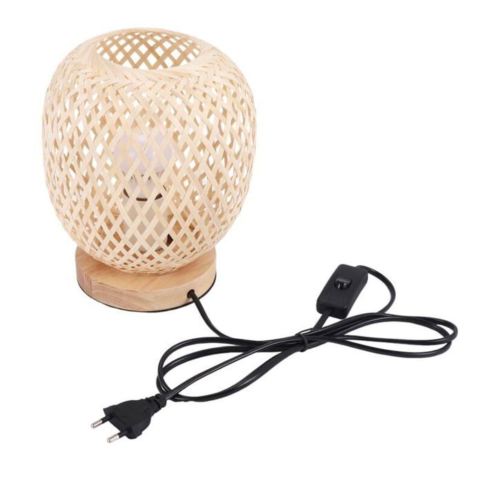 Rotin Lampe de Table Style Japonais Lampe de Chevet Lampe de Bureau Chambre Bricolage DéCoration Prise EuropéEnne ODIPIE