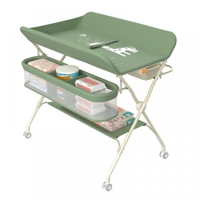 B.LIVEM Table à Langer Mobile - Commode à Langer Pliable - Table à Langer pour Nouveau-nés - Réglage de Hauteur à 5 Vitesses
