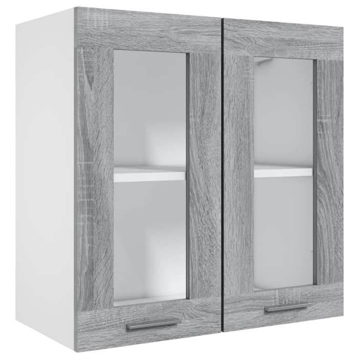 NEUF Vitrine suspendue - Meuble haut de cuisine Lyon Gris Sonoma 60 x 31 x 60cm Bois dingénierie promo305708
