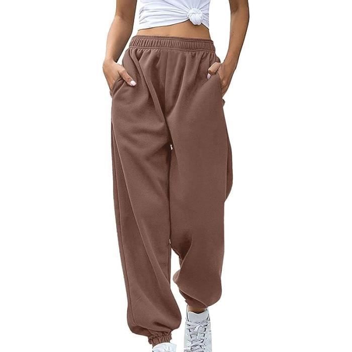Femme Uni Sarouel Jogging Pantalon Ample Poches Elastique Baggy Fitness