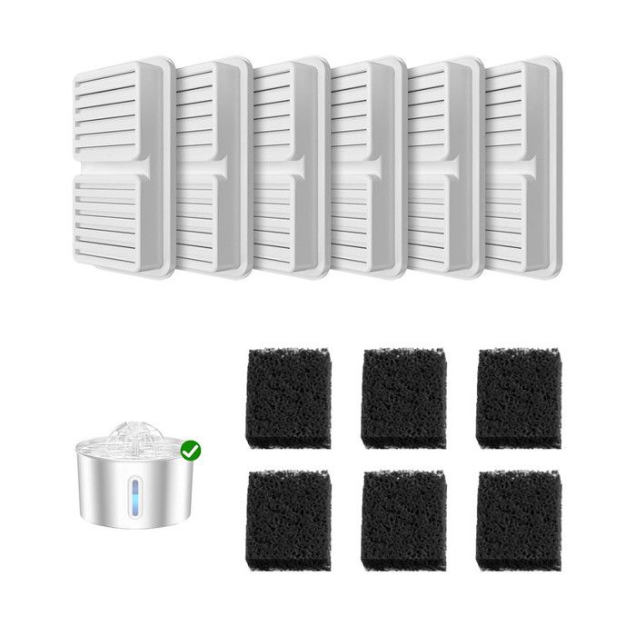 Comparer les prix de Filtres Fontaine Eau à Chat - BALIMO - 6 Filtres Charbon Actif - 6 Éponges - 22L