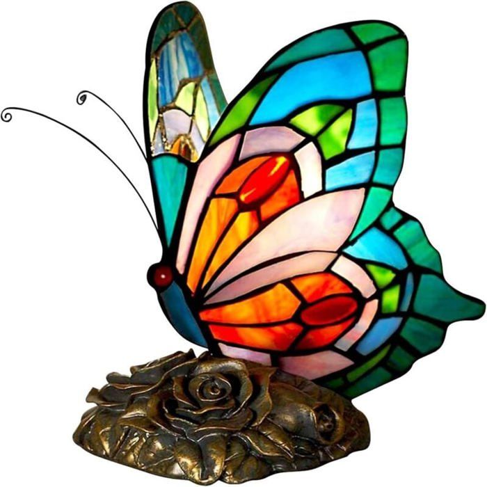 Lampe Tiffany vintage papillon – éclairage chambre salon Label