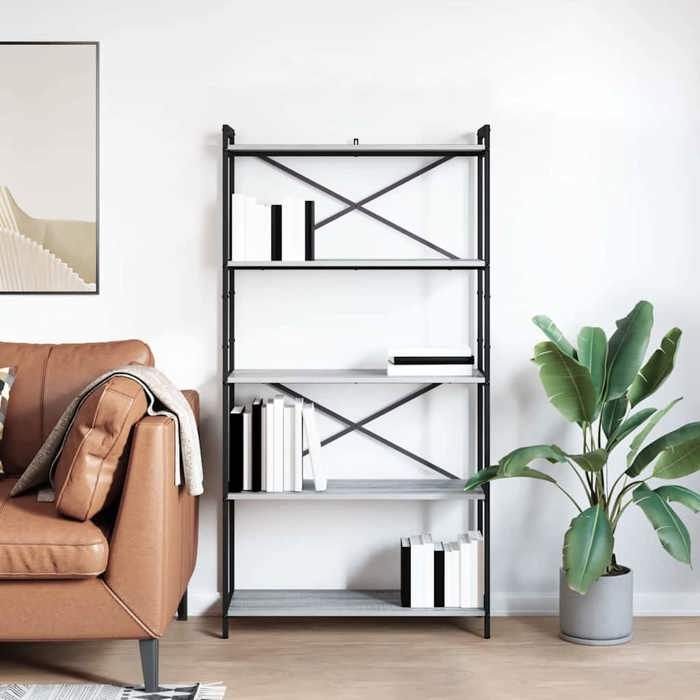 SALE dhiver Bibliothèque moderne JILLS Meuble de rangement Sonoma gris 80x30x153 cm Bois dingénierie BB1342