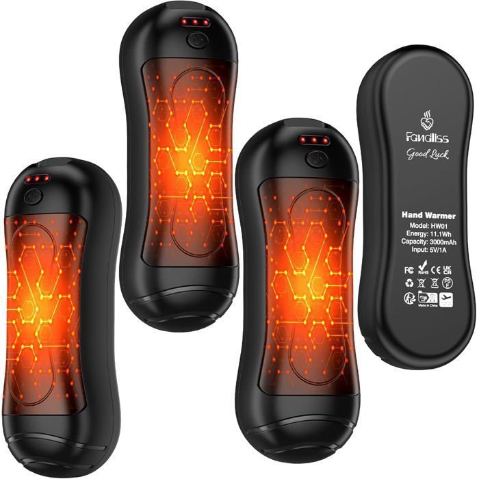 Chauffe-mains Rechargeable OUTJUT 6000mAh – 2 En 1, Noir, Camping/ski (neuf)
